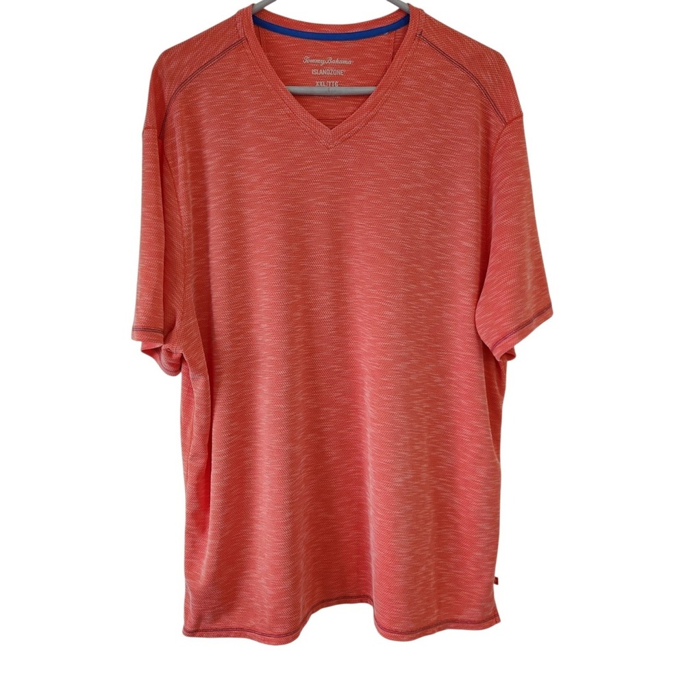 Tommy Bahama Mens V Neck T Shirt XXL Orange IslandZone Short Sleeve